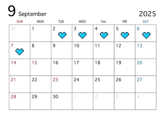 🎀９月のシフト🎀