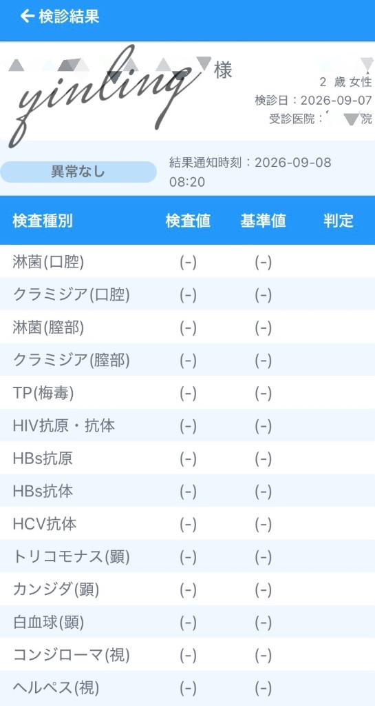 オール陰性♡