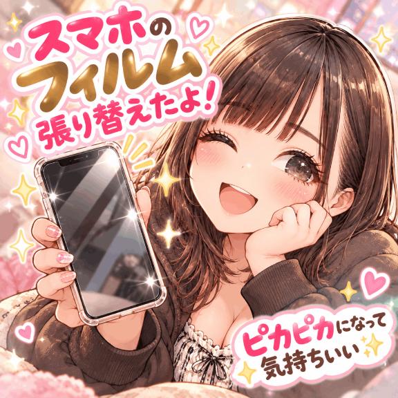 📱スマホのフィルム張り替えたよ✨
