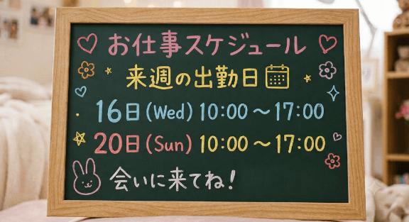 来週の出勤🌈