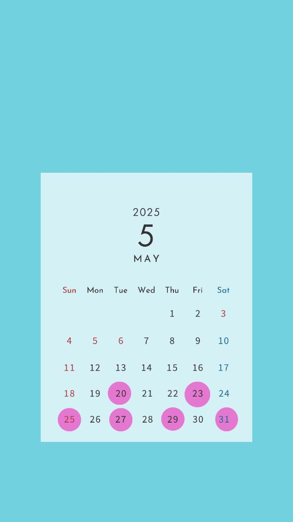 5月後半シフトです