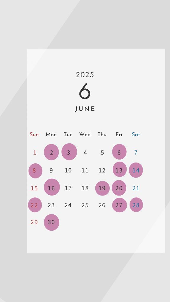 ６月の出勤表🙋