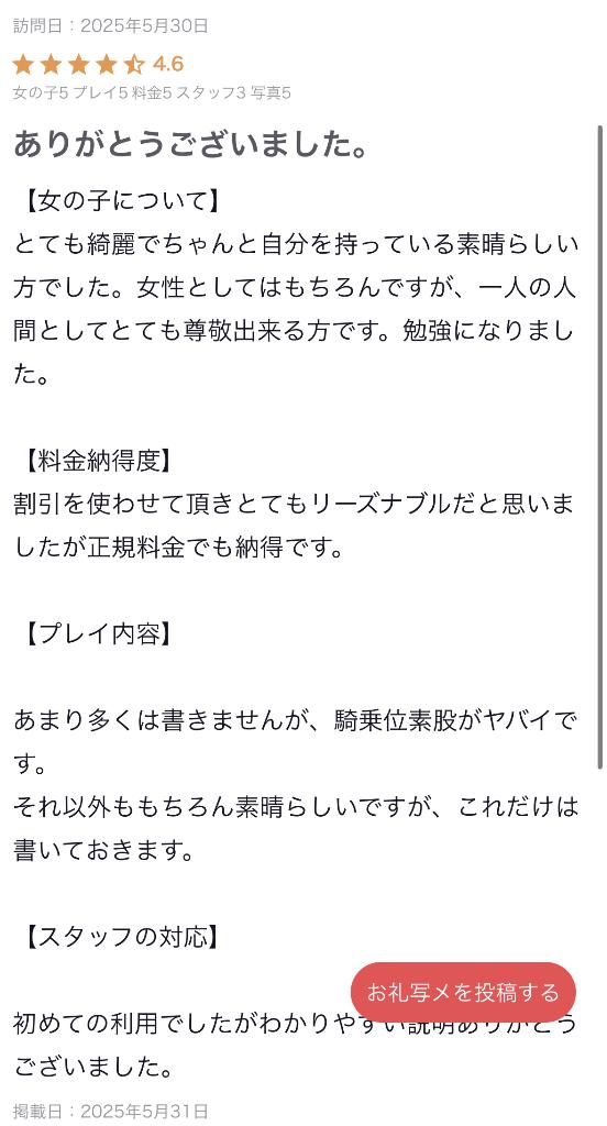 【お礼写メ日記】
